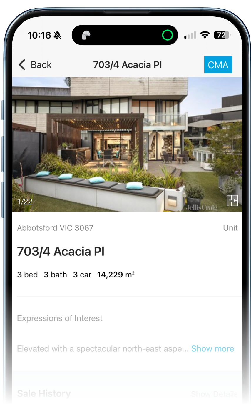 PropertyData mobile app on iPhone